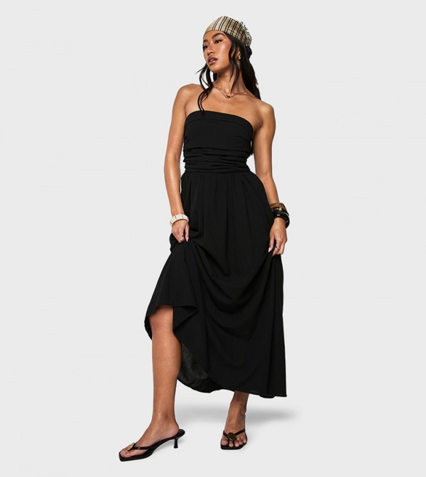 Linen Look Bandeau Midaxi Dress