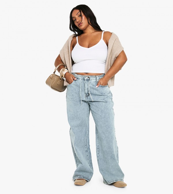Curve Drawstring Straight Fit Jeans