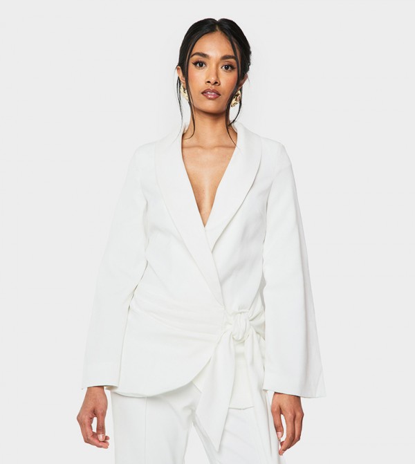Wrap Tie Long Sleeves Blazer