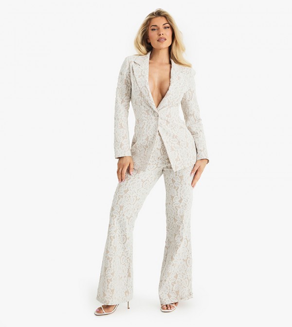 Premium Occasion Lace Tailored Flared Trousers