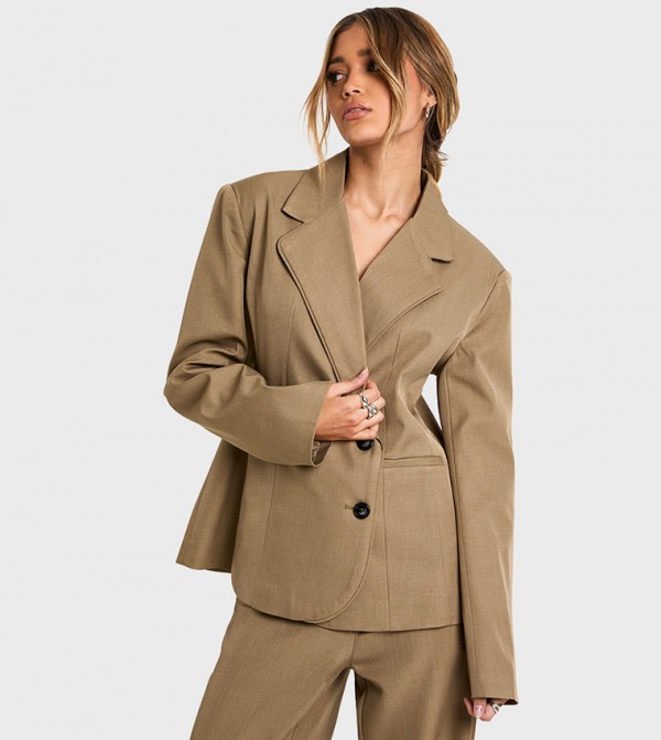 Tailored Wrap Button Blazer