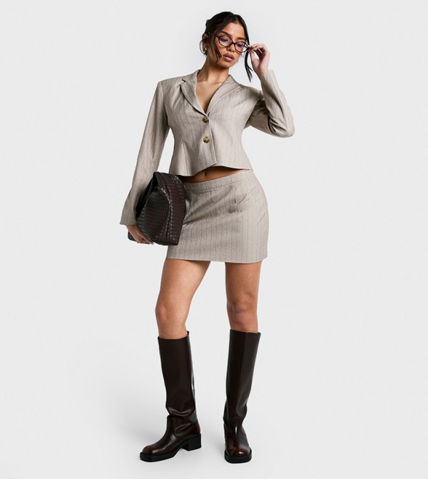 Tailored Pinstripe Cinched Blazer