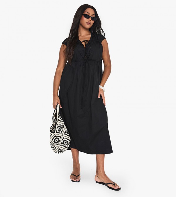 Curve Tie Front Midi Dress
