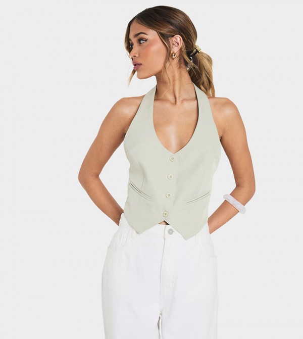 Halterneck Open Back Waistcoat