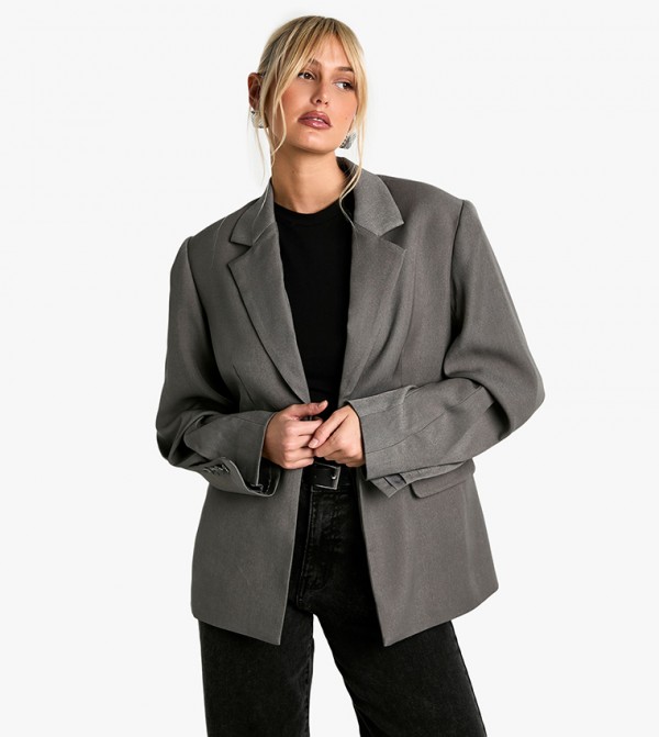 Single Breasted Volume Sleeves Oversized Blazer
