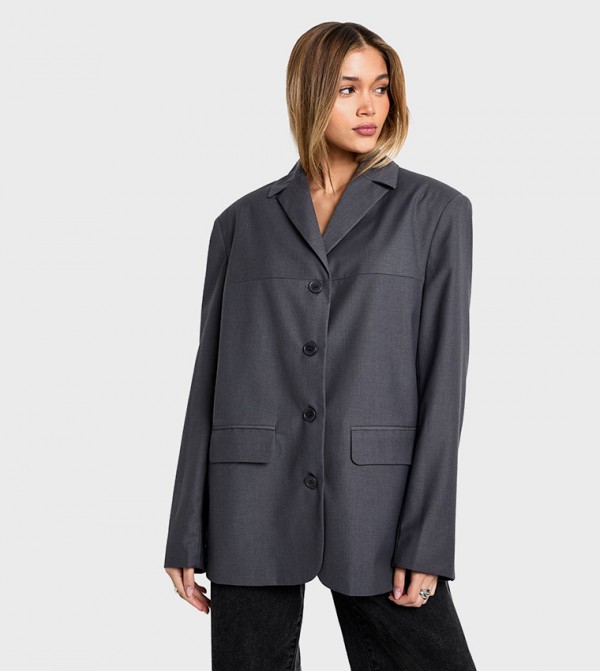 Boxy Seam Detail Grandad Blazer
