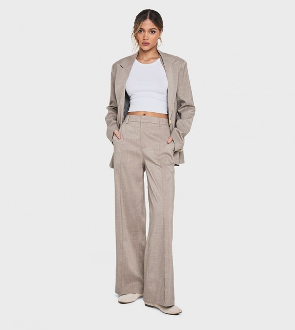Seam Detail Wide Leg Tailored Trousers