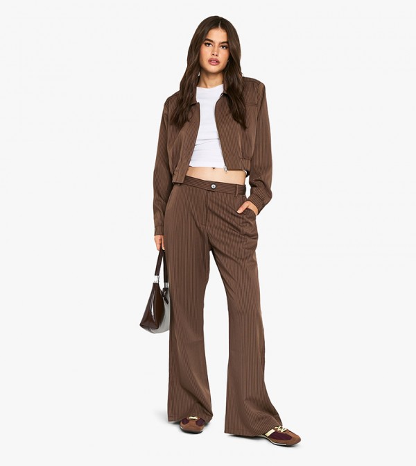 Pinstripe Slim Flare Tailored Trousers