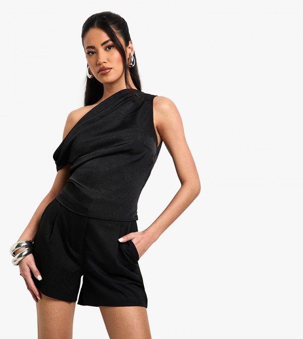 Woven Shirred Cut-Out Long Sleeves Top