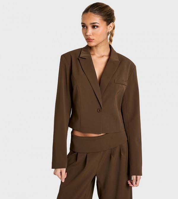 Tailored Cinched Waist Crop Blazer