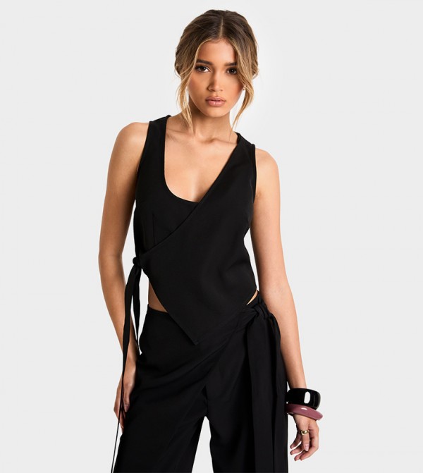 Asymmetric Wrap Detail Crop Top