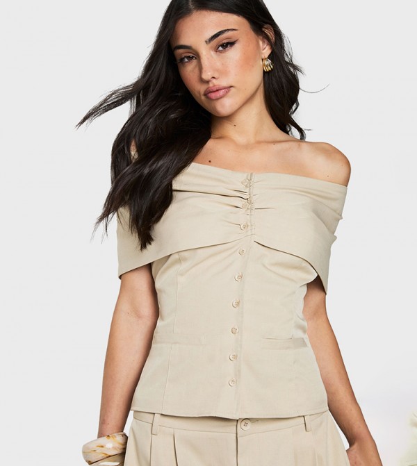 Tailored Bardot Button Waistcoat