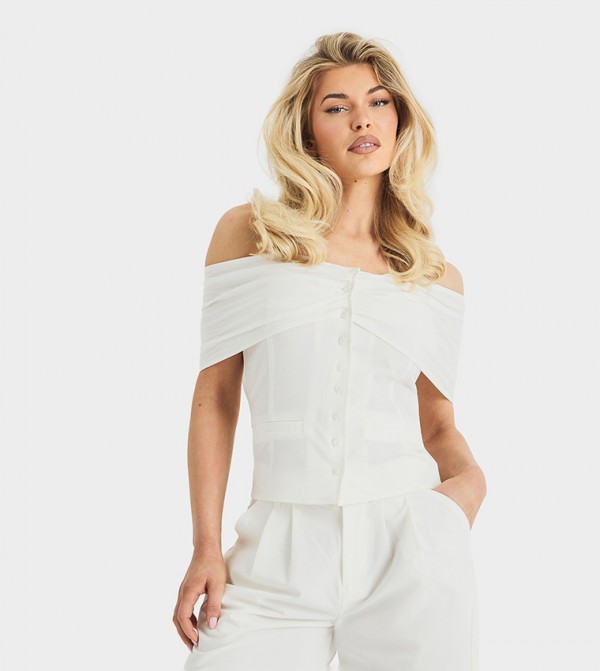 Tailored Bardot Button Waistcoat