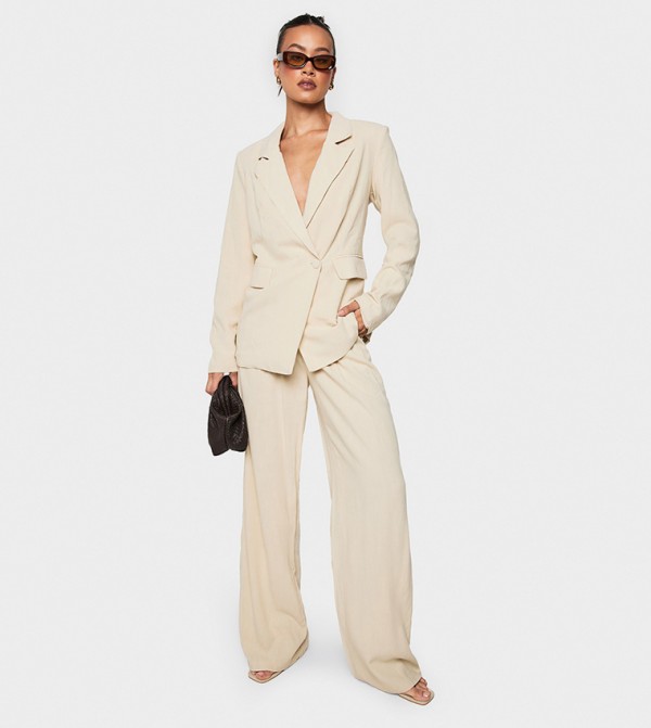 Tall Linen Look Straight Fit Trousers
