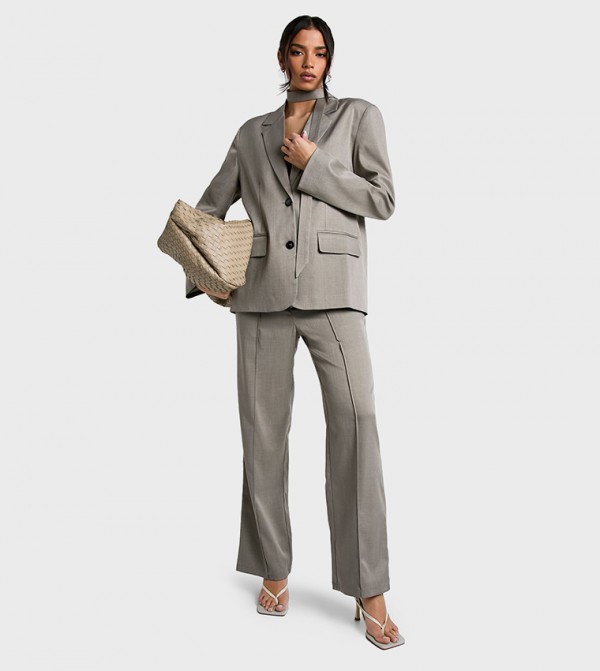 Tailored Neck Tie Woven Blazer