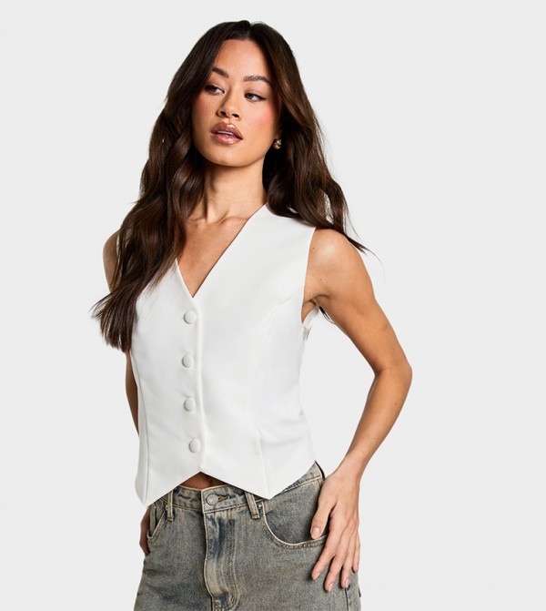 Tall Solid V-Neck Waistcoat