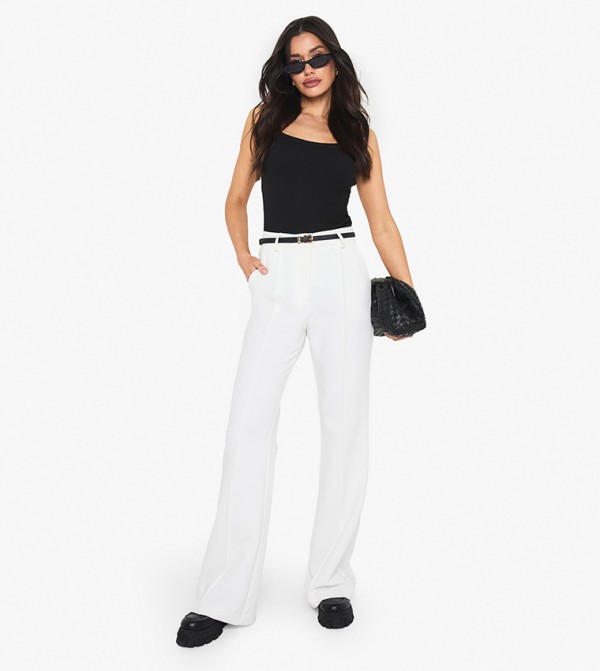 Tall Button Closure Flared Trousers