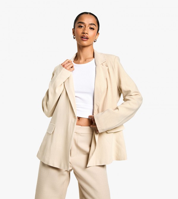 Petite Oversized Linen Look Blazer