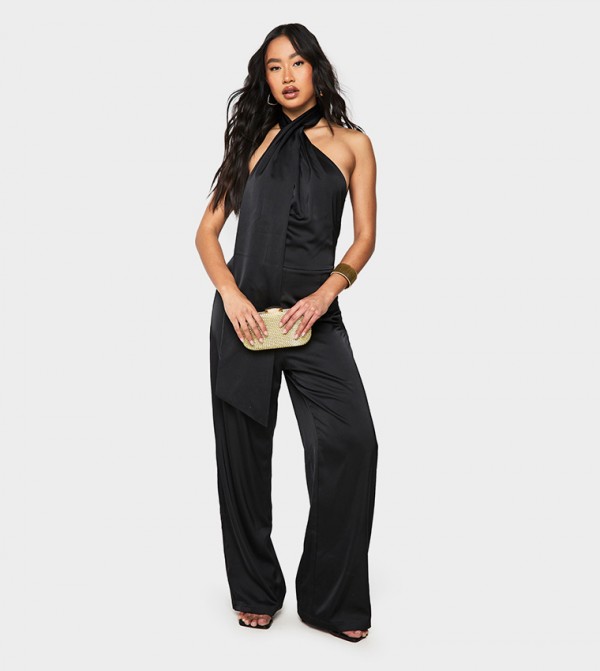 Satin Scarf Detail Jumpsuit