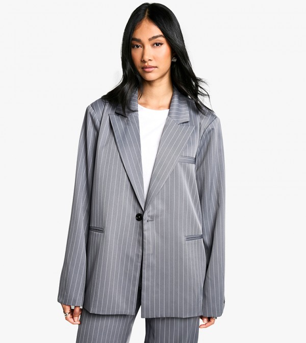 Tailored Pinstripe Oversized Blazer