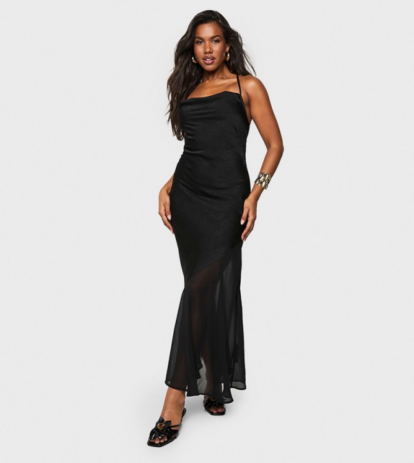 Satin and Chiffon Mix Slip Maxi Dress