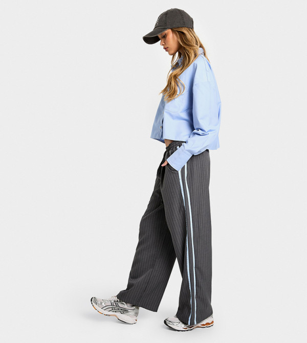 Striped High Waist Wide Leg Trousers