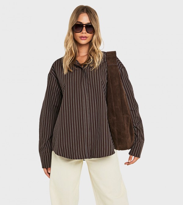 Striped Long Sleeves Oversized Shirt
