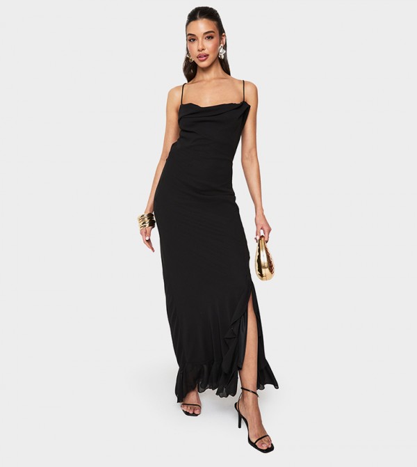 Solid Cowl Neck Maxi Slip Dress