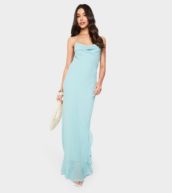 Solid Cowl Neck Maxi Slip Dress