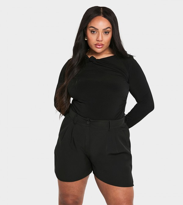 Curve Twist Detail Rouched Bodysuit