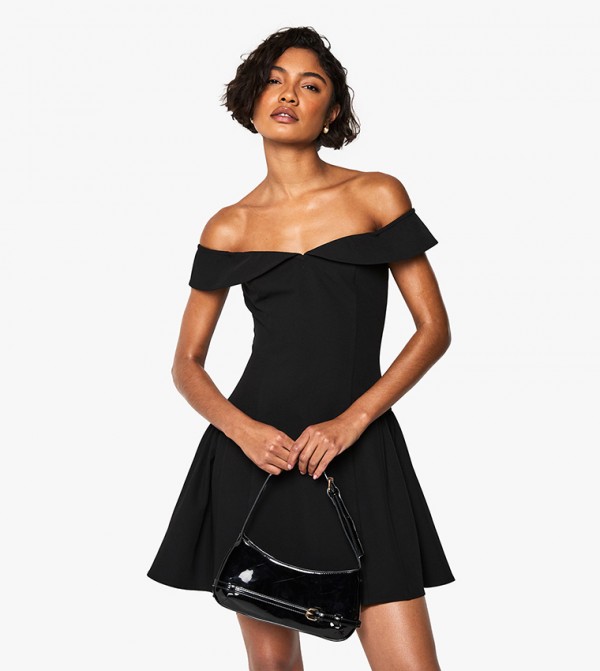 Tall Bardot Fold Over Skater Dress
