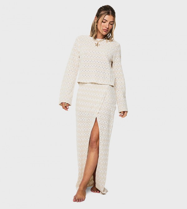 Zig Zag Knitted Beach Maxi Skirt