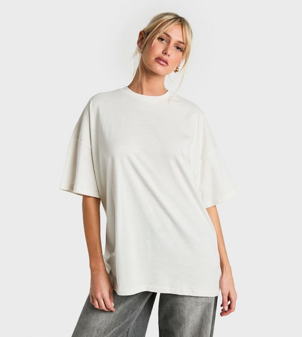 Solid Crew Neck Super Oversized T-Shirt
