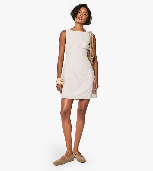 Tall Embroidered Gingham Tie Back Shift Dress