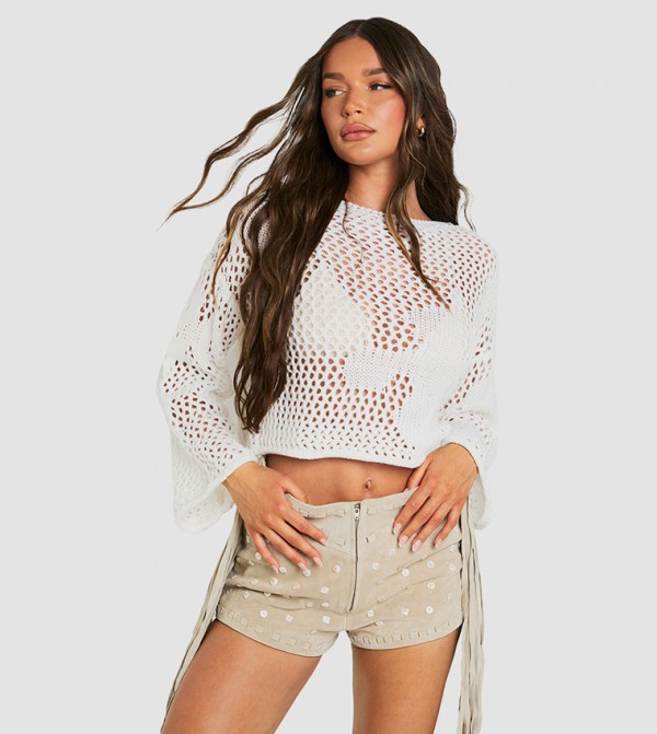 Crochet Floral Chunky Knit Top
