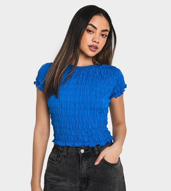 Smocked Short Sleeves Top