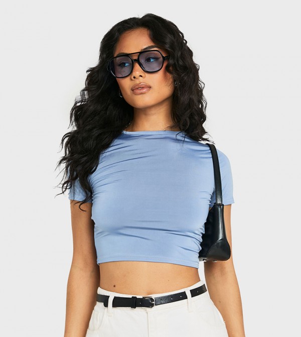 Slinky Short Sleeves Crop Top