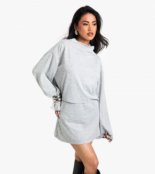 Brushed High Neck Long Sleeves Top