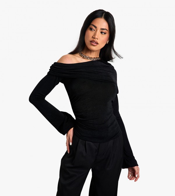 Acetate Slinky One Shoulder Bodysuit Top