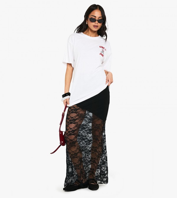 Lace Mix Maxi Skirt