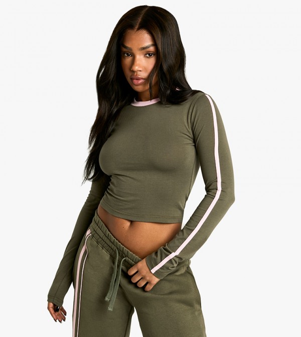 Contrast Binding Long Sleeves Top