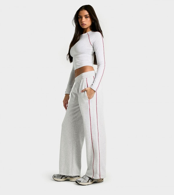 Piping Detail Straight Leg Sweatpants