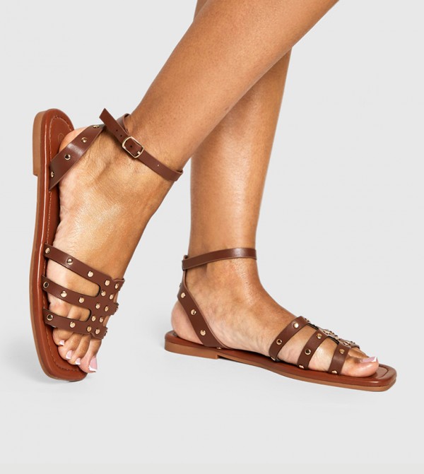 Studded 2 Part Flat Sandals