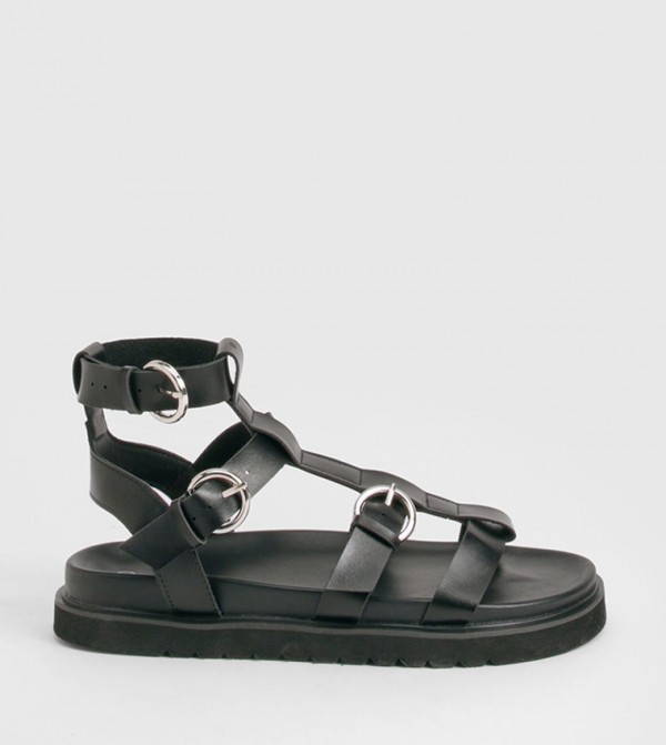 Chunky Buckle Detail Flatform Sandals