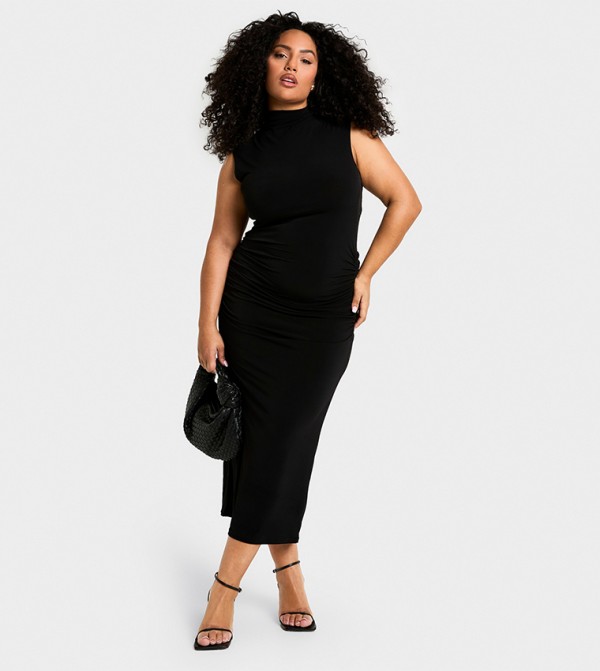 Curve One Shoulder Ruched Detail Maxi Dress