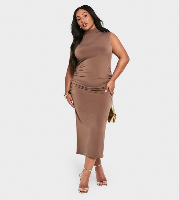 Curve One Shoulder Ruched Detail Maxi Dress