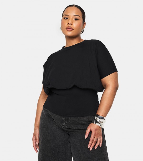 Curve Blouson Fitted Cotton Top