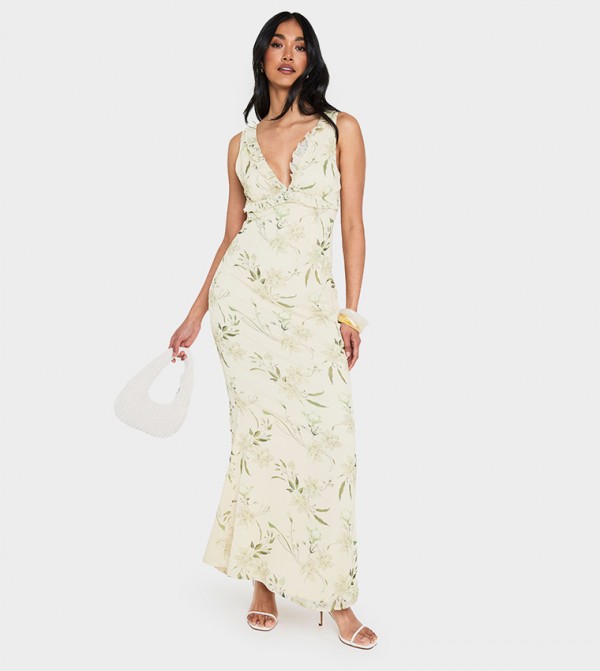 Floral Print Chiffon Slip Maxi Dress