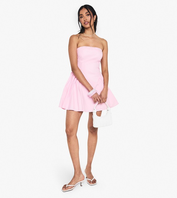 Bandeau Poplin Mini Skater Dress