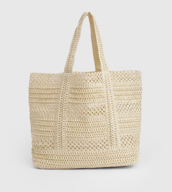 Mixed Raffia Beach Tote Bag